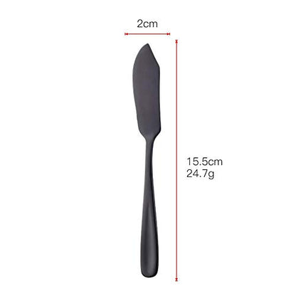 Stainless Steel 18/10 Cheese Desert Knives, Set of 4, Baikai Black Breakfast Butter Knife,Slicer Sandwich Spreader - color: Black