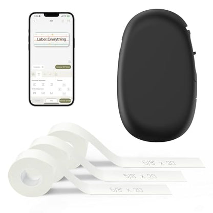 SUPVAN E10 Bluetooth Label Maker Machine with 3 Tapes, Continuous Waterproof Label, Versatile App with 35 Fonts and 1k+ Icons, Inkless Labeler for Home, Kitchen, School, Office Organization, Black - color: Black