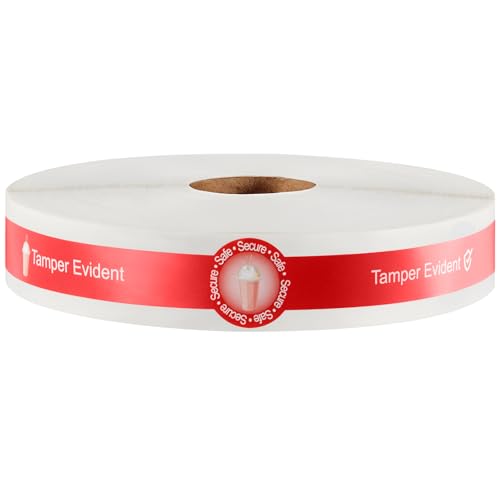 Zonon 600 Pcs Safe Secure Tamper Evident Seals for Drink Lids, Food Delivery Stickers Sealed for Freshness Labels Drink Food Coffee Milk Tea Ice Cream Seal Stickers 600 Pieces Per Roll (Red) - color: Red