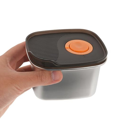 Stainless Box - 500ml Cheese Storage Container With Airtight Lid For Fridge Food Preservation And Storage - Space-Saving - size: 11.60X9.50X7.50CM