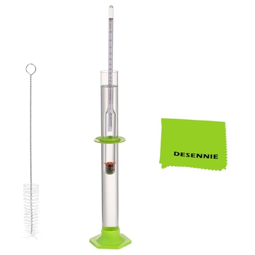 Hydrometer Alcohol Meter Test Kit 0-200 Proof and Tralle Hydrometer, Alcohol Proof Tester for Moonshine, Liquor, Spirits with Glass Test Jar Cleaning Brush Microfiber Cloth - color: Proof and Tralle Alcoholmeter Test Jar Kit