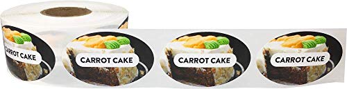 Carrot Cake Grocery Store Food Labels 1.25 x 2 Inch Oval Shape 500 Total Adhesive Stickers - color: Carrot Cake