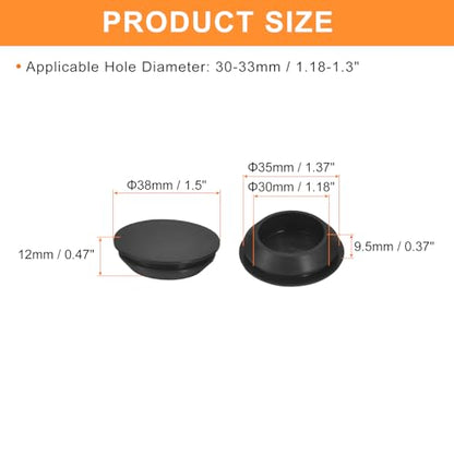 uxcell 8Pcs Silicone Plugs, Rubber Round Snap in Locking Hole Plugs for 30-33mm Hole, Hole Stoppers Waterproof Hole Plug for Metal Tube, Furniture End Caps Inserts, Black - size: 30-33mm