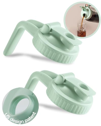 2 Pack Wide Mouth Mason Jar Lids V-Shaped with Handle, Mason Jar Pour Spout Lid with Extended Flip Lid Easy to Open, Airtight Leak Proof and Durable - color: green, size: 2pcs