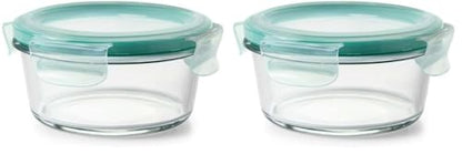 OXO Good Grips 2 Cup Smart Seal Glass Round Food Storage Container (Pack of 2) - size: 2 Cup (Pack of 2)