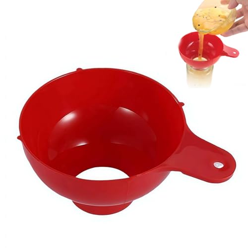 Large Wide Mouth Funnel for Mason Jars, Plastic Canning Funnel for Liquid and Dry Ingredients, Kitchen Accessory for Transferring Oil Coffee Beans Spices (Red) - color: Red