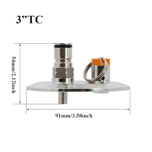 Wires and Cables Tri Clamp 3"/4" End Cap with Gas Ball Lock Post and PRV 17 PSI Dry Hopper Accessories Homebrew Conical Fermenter Wires and Cables(3TC) - color: 3tc