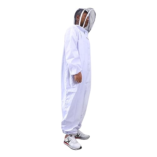 Professional Beekeeping Suit Full Body Anti- Space Suit Veil White XXL