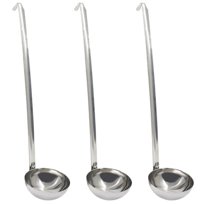8 Oz Stainless Steel Ladle, 3 Pcs, 15" Long Handle Length | 3.9" Bowl Diameter, Sturdy Soup Ladle, For Stirring, Portioning and Serving, Soup and Stew, Restaurants and Home - size: 8 oz