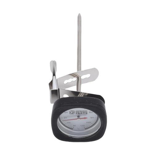 Instant Read Pocket Milk Frothing Thermometer with Clip, 304 Stainless Steel, Square Shape, Black, for Chocolate and Coffee Drinks (Black) - color: Black