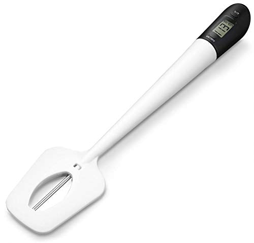 Lightbeam Digital Candy Thermometer, Instant Read Kitchen Cooking & Spatula Thermometer Temperature Reader & Stirrer in One BPA Free Food Grade Material - color: white