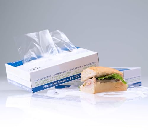 2,000 Count 8" x 10 3/4" Deli Plastic Sheets for Food, Disposable Freezer Sheets, Interfolded Clear Plastic Wrap Sheets, Greaseproof, Waterproof, Non-Absorbent Bakery Sheets.
