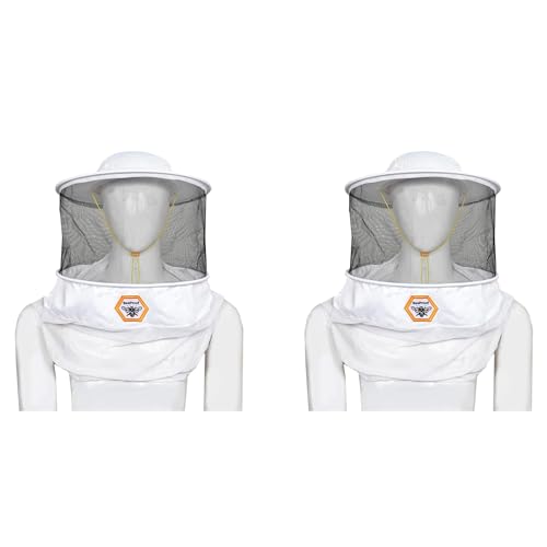 Beekeeping Veil Hat for Beekeepers 360° Protective High Visibility Mesh Breathable Ventilated Design Secure Elastic Fit (BP-106 White-2 Pack Veils) - color: White, size: 2-pack