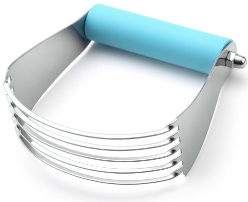 Spring Chef Large Dough Blender For Baking, Dishwasher Safe Dough Cutter Tool, Stainless Steel Pastry Cutter Tool with Sharp Blades, Manual Pastry Blender for Easy Mixing - Aqua Sky - color: Blue (Aqua Sky), size: 4" Large