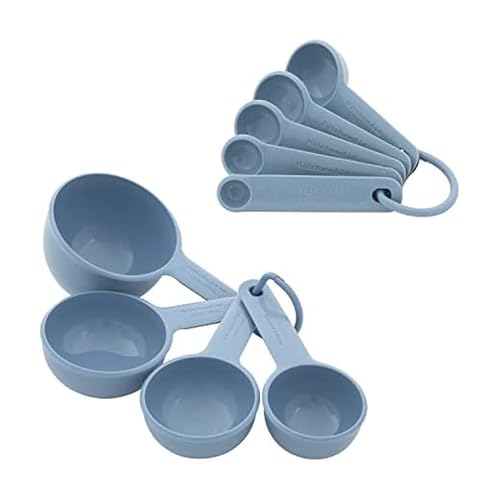 KitchenAid Universal Easy To Read Measuring Cup and Spoon Set with Soft Grip Handle for Maximum Control, Hang Hole and Nesting For Easy Storage, Dishwasher Safe, 9 Piece, Blue Velvet - color: Blue Velvet