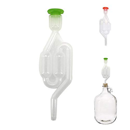 1PC S Shape Twin Bubble Airlock, One Way Exhaust Valve Bubble Airlock Homebrew Fermentation for Wine Beer Making