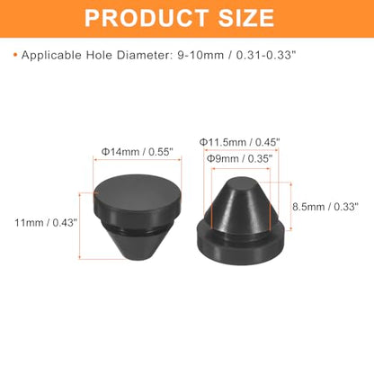 uxcell 25Pcs Silicone Plugs, Rubber Round Snap in Locking Hole Plugs for 9-10mm Hole, Hole Stoppers Waterproof Hole Plug for Metal Tube, Furniture End Caps Inserts, Black - size: 9-10mm