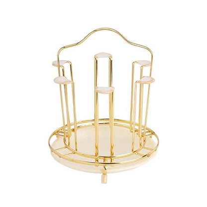 Glass Drying Rack Mug Draining Organizer Water Bottle Drainer Stand with Drain Tray and Silicone Protective Hooks, Non-Slip Bottle Drying Tree Holder for Glasses, Tumbler, Kitchen - color: White