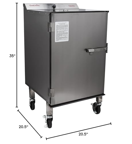 SmokinTex 'The Pitmaster' Series High-Capacity Electric Smoker – 700W Stainless Steel Meat Smoker, Temperature Control for Meat, Seafood, Vegetables, BBQ – Portable with Locking Wheels - size: 107 lbs