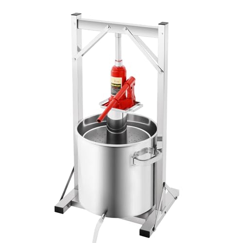 Fruit Wine Press,5.81Gal Stainless Steel Hydraulic Jack Press Extractor,Heavy Duty Juice Press for Wine,Honey,Cheese,Vegetables - size: 22L