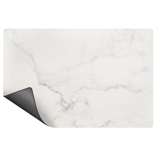 SUEH DESIGN Coffee Mat, Absorbent Dish Drying Mat 19.6 x 11.8 in Quick Dry Coffee Mat Large Drying Mats for Kitchen Counter Coffee Bar, Marble White - color: Marble White, size: 11.8" x 19.6"