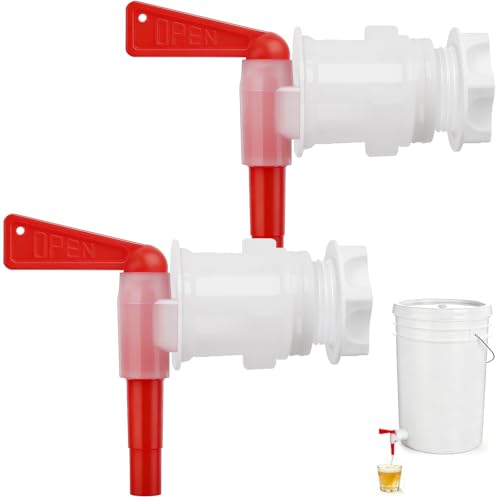FERRODAY 2 Pack Bucket Spigots for 5 Gallon Bucket Spigot Bottling Bucket Plastic Spigot Fermenting Spout Bottle Spigot Tap Homebrew Wine Making Supplies with 0.4" Barb Spout Spigot for Bucket(Red) - size: 2 Bucket Spigot-Red