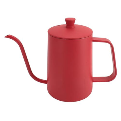 Pour Over Coffee Kettle, Gooseneck Stainless Steel Kettle, 600ml Precision Pouring Pot with Thermometer, Red Teapot for Home Brewing Coffee Tea