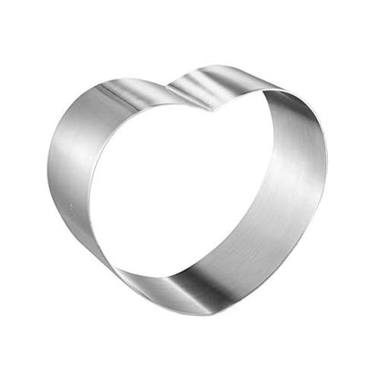 CHEFMADE Mousse Ring Mold, 8-Inch Heart-Shaped Non-Stick Seamless 18/8 Stainless Steel Food Molding - size: 08 - 8" Heart 3" (H)