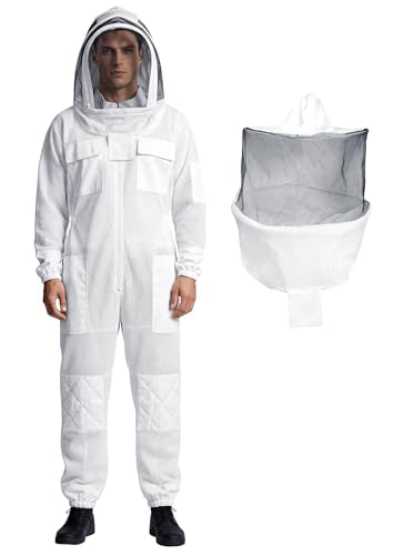 3 Layer Premium Ultra Ventilated Bee Suit for Men Women With Two Detachable Beekeeping Veils - size: XX-Large