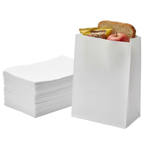 Concession Essentials White Paper Lunch Bags, 4lb Capacity, Holiday Cookie Bags, 50 Count Pack - size: 3.5" x 2.5" x 5.5" (4 lb capacity)