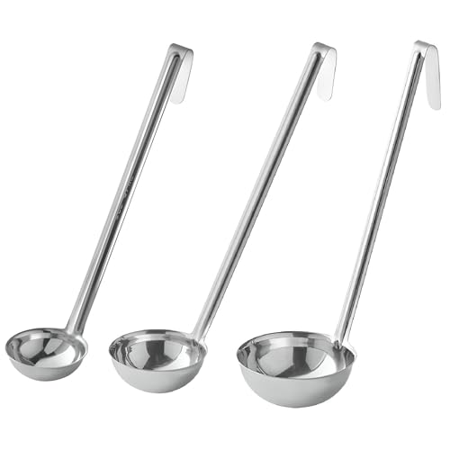 OCS Parts Set of 3 Stainless Steel Culinary Ladles | One-Piece Dishwasher Safe Home, Restaurant, Buffet and Catering Serving Ladle for Sauces, Soup, Gravy, and Salad Dressing (2-6 - 12 Ounce) - size: 2 - 6 - 12 Ounce