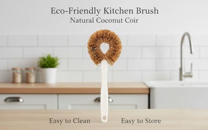 3-Piece Kitchen Brush Set - Plastic Handle Bottle Cleaners for Cups, Jars & Mugs (Wide Mouth) - Brown Bristle Scrubbers for Dish Washing (Not for Narrow-Neck Bottles) - size: 3 Piece Set - Wide Mouth Brushes