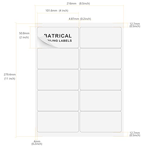 2"×4" Shipping Labels 300 Labels Sticker Paper for Laser/Ink Jet Printer mailing Labels 8.5"×11" White 10 per Sheet - size: 2"×4"(10-up), style: 30 sheets