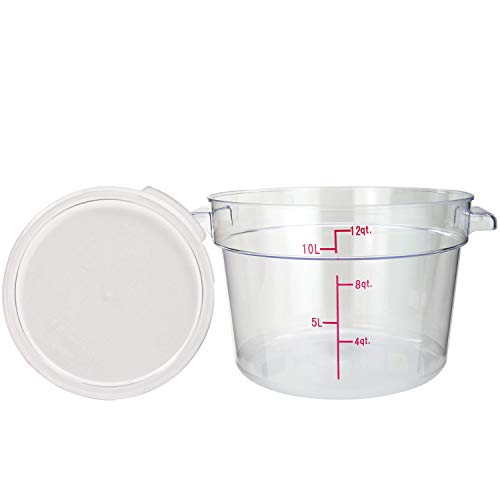 Tiger Chef 12 Quart Commercial Grade Clear Food Storage Round Polycarbonate Containers With Clear Lids - size: 12 Quart