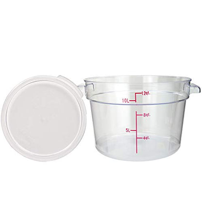 Tiger Chef 12 Quart Commercial Grade Clear Food Storage Round Polycarbonate Containers With Clear Lids - size: 12 Quart