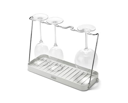 Joseph Joseph DrySmart Folding Stemmed Wine Glass Drying Rack, Space-Saving Draining Board Organizer, Made from Recycled Plastic - style: Wine Glass
