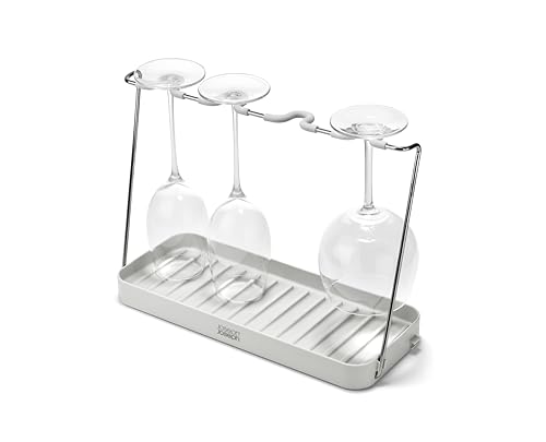 Joseph Joseph DrySmart Folding Stemmed Wine Glass Drying Rack, Space-Saving Draining Board Organizer, Made from Recycled Plastic - style: Wine Glass