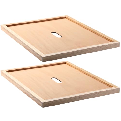DoubleFill 2 Pcs Beehive Inner Cover for 10 Frame Hive Box Cover with Feeding Hole Beehive Insulation Ventilation Inner Cover for Beekeeping Tool