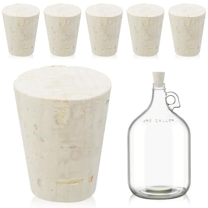 Ziliny 6 Pcs Carboy Cork Stopper, Glass Carboy Cap for 1, 3, 5, 6 Gallon Glass Water Jug, Wood Tapered Fermentation Cap Cork Stoppers, 0 .87 x 1.57 x 1.3 Inches - size: 1 Gallon
