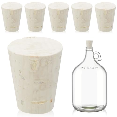 Ziliny 6 Pcs Carboy Cork Stopper, Glass Carboy Cap for 1, 3, 5, 6 Gallon Glass Water Jug, Wood Tapered Fermentation Cap Cork Stoppers, 0 .87 x 1.57 x 1.3 Inches - size: 1 Gallon