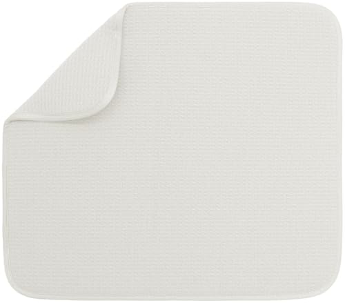 S&T INC. Dish Drying Mat, 16” x 18”, Absorbent Microfiber Kitchen Counter Mat, Dish Drying Pad for Dishes, Utensils, Pots and Pans, Large, Cream - size: 16" x 18"