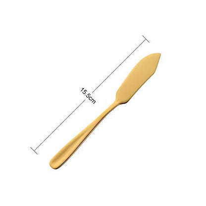 Baikai Stainless Steel 18/10 Cheese Desert Knives, Set of 4, Gold Breakfast Butter Knife, Slicer Sandwich Spreader - color: Gold cheese knives