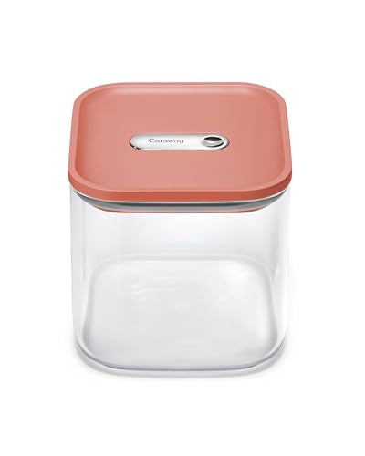 Caraway 2.5qt Glass Airtight Food Storage Container with Lid – Non-Toxic, BPA-Free Kitchen Storage Container – Stackable, Space-Saving Airtight Container for Dry Goods and More - Perracotta - color: Perracotta, size: 2.5qt Container