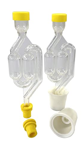 North Mountain Supply Italian Twin Bubble Fermentation Airlock with Grommet and Universal Carboy Bung – 2 Pack for Home Brewing and Wine Making