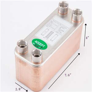 BestEquip Heat Exchanger 3"x7.5" 40 Plates Brazed Plate Heat Exchanger 316L 3/4" MPT Heat Exchanger B3-12A Beer Wort Chiller for Hydronic Heating - size: 40