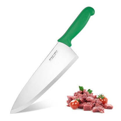 10 inch Japanese High Carbon Stainless Steel Chef Knife, Professional Sharp Wide Cook Knife with Non-slip Ergonomic Handle, for Kitchen Home Restaurant (Green) - color: Green
