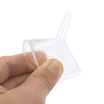 Small Plastic Funnel Set, 2.16 Inch Clear Mini Funnels (12 Pack) | Mini transparent funnels for small bottles, essential oils, perfume, science lab liquids, powders