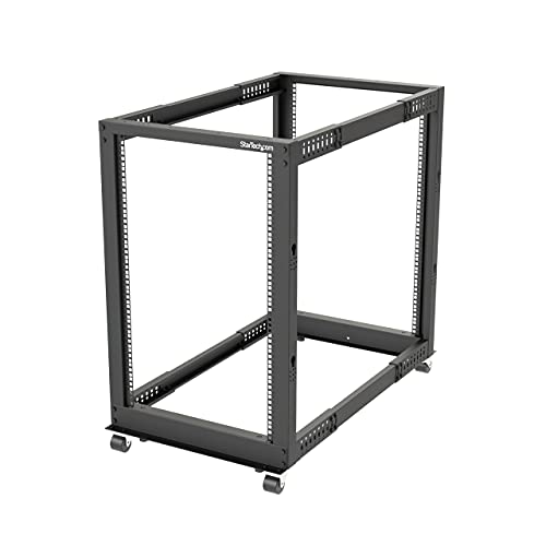 StarTech 18U 4-Post Server Rack, 19in Open Frame Rack with 40in (101cm) Mounting Depth and 1200lb (544kg) Weight Capacity, Mobile or Floor Mount IT Rack | Mobile or floor mount, Cage nuts & screws, U & depth markings, Cable management, EIA/ECA-310-E - siz