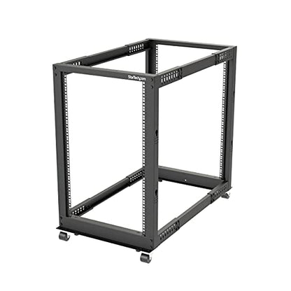 StarTech 18U 4-Post Server Rack, 19in Open Frame Rack with 40in (101cm) Mounting Depth and 1200lb (544kg) Weight Capacity, Mobile or Floor Mount IT Rack | Mobile or floor mount, Cage nuts & screws, U & depth markings, Cable management, EIA/ECA-310-E - siz