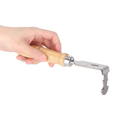 Beekeeping Shovel,Beehive Frame Cleaning Shovel with Wood Handle,Honey Uncapping Fork,Stainless Steel Scraper Cleaner Supply for Quickly Scraping Propolis Off